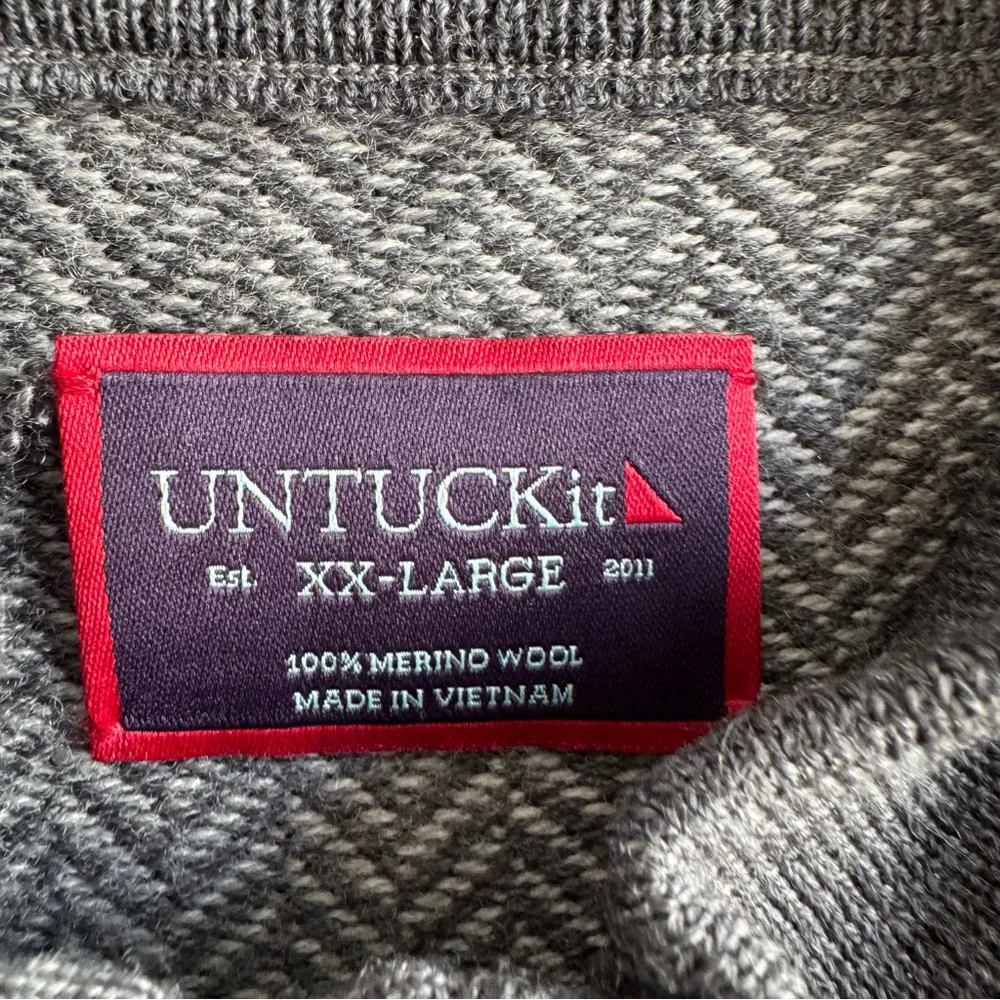 UNTUCKit Belguardo Herringbone Quarter Zip Mens XXL Gray Merino Wool Classic NEW